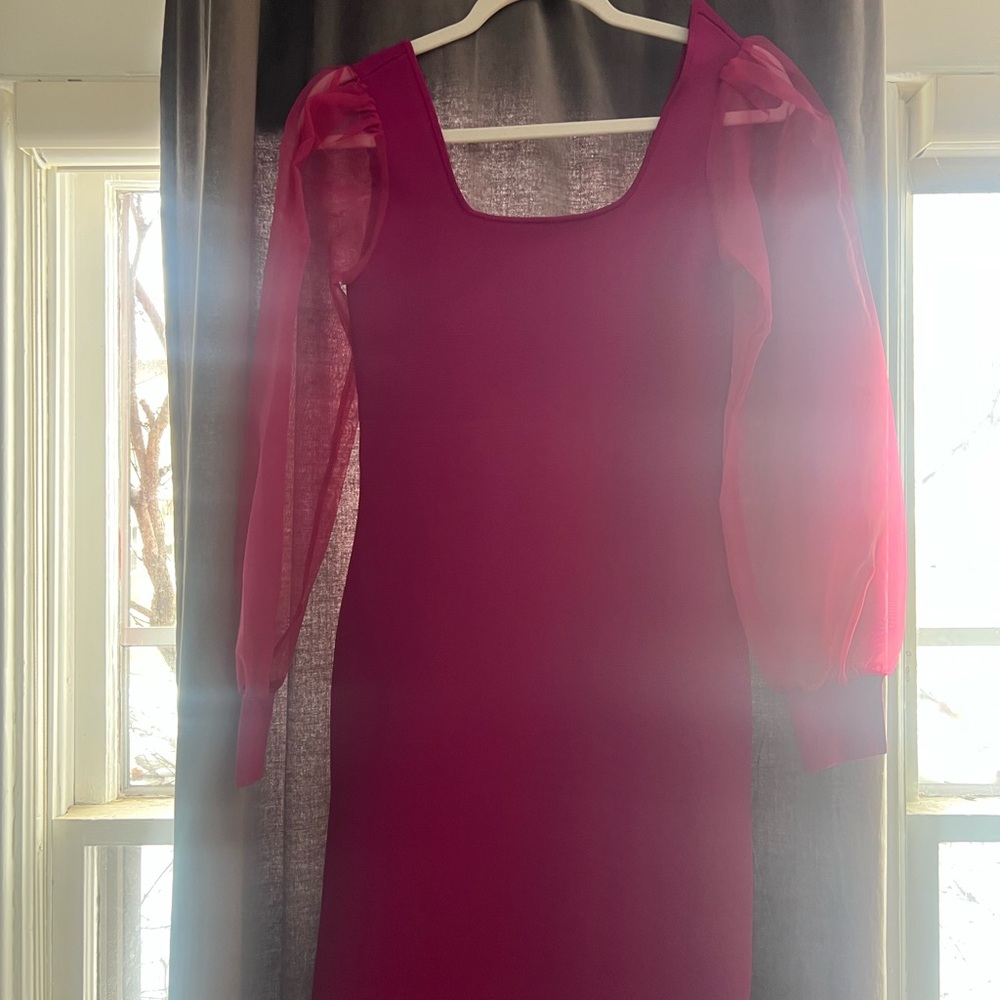 House of Harlow 1960 Fuchsia Long Sheer Sleeve Dress XS NWT
